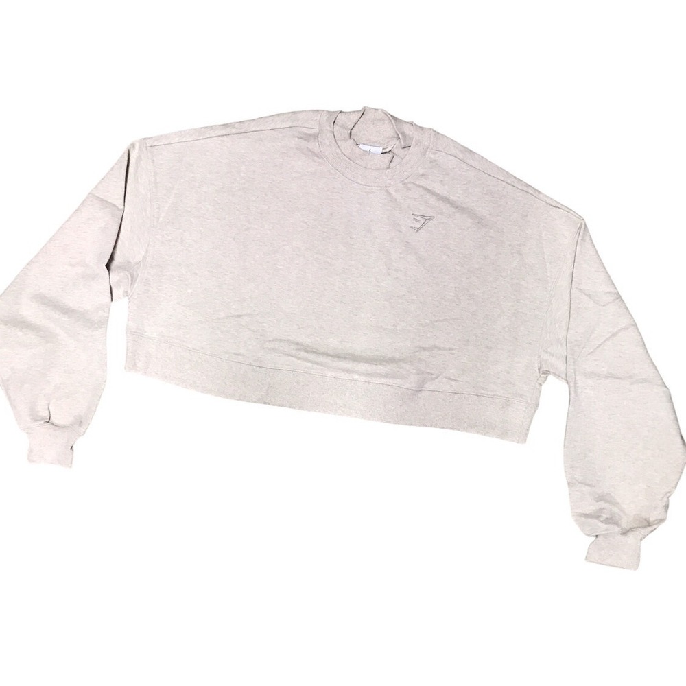 Gymshark Women's Rest Day Sweats Cropped Pullover. Sand Marl Size Large
